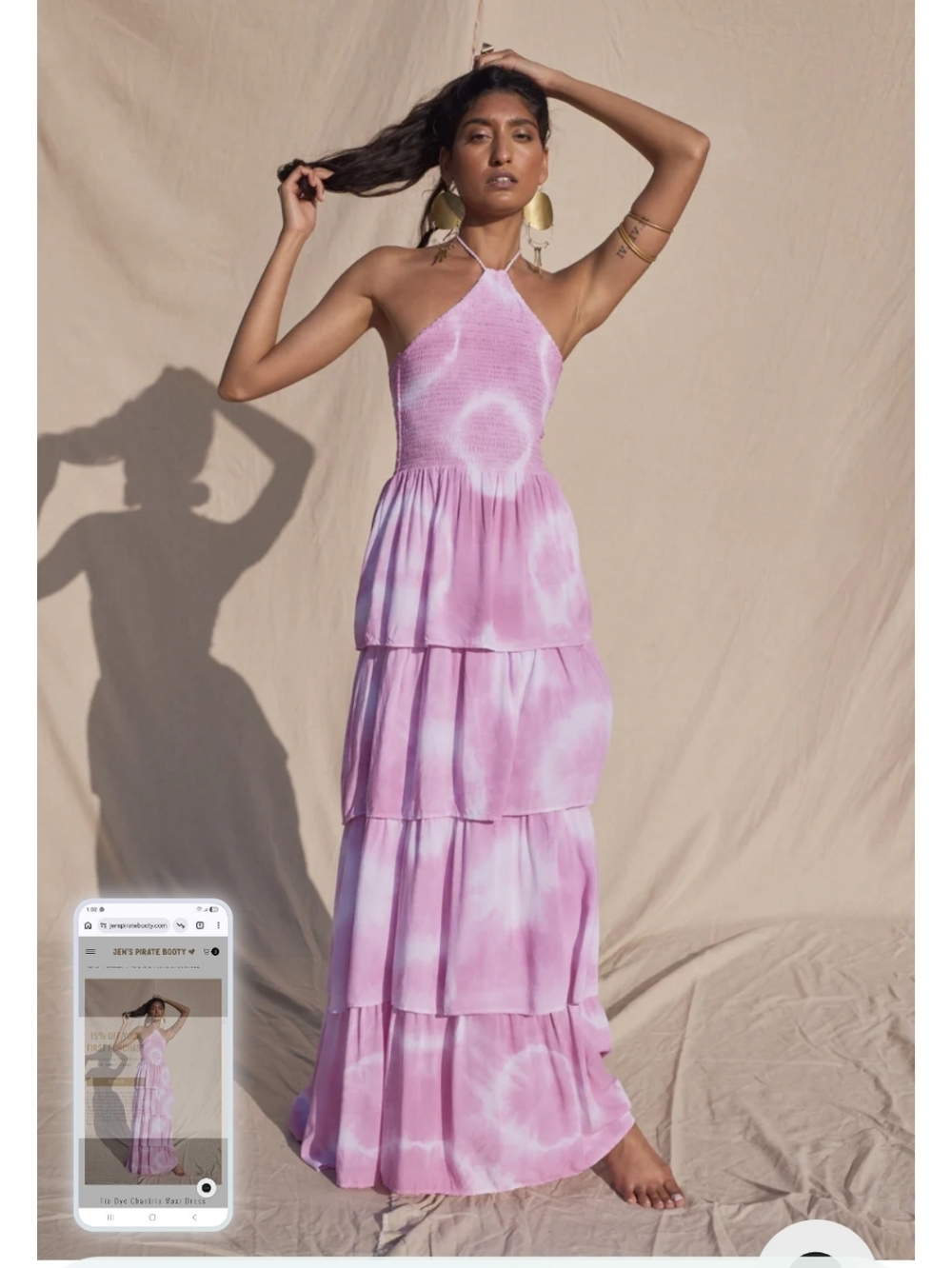 Jen's Pirate Booty Tie Dye Chantria Maxi Dress, Medium